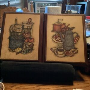 Kitchen prints on wood
